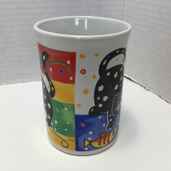 Vintage Whimsical Cat with Fishes Gryphonware Mug - Picture 4 of 8